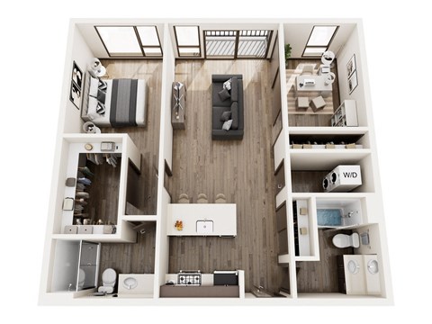 Floor plan for 2 beds, 2 baths, 949 sqft